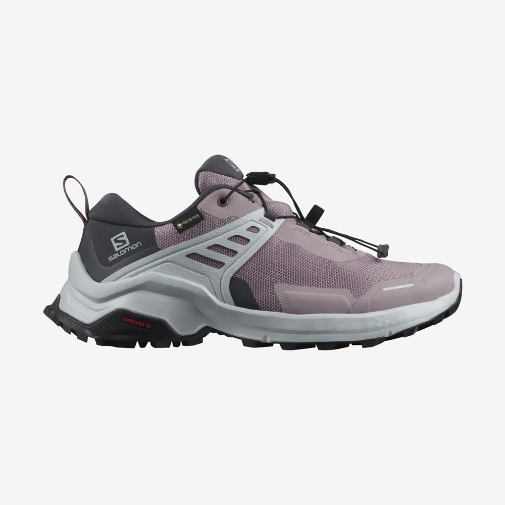 Salomon X RAISE GORE-TEX - Womens Hiking Shoes - Purple - NZ (50762-ZORB)